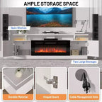Meuble TV cheminée de 70 pouces avec cheminée électrique de 36 pouces et lumières LED, radiateur de cheminée électrique, meuble de rangement, table console média pour salon