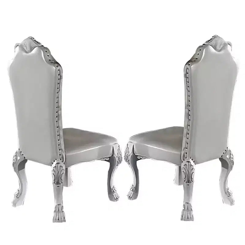 Lot de 2 chaises d'appoint Royal Hampton de 25 pouces, dossier incurvé, motifs défilants sculptés, blanches