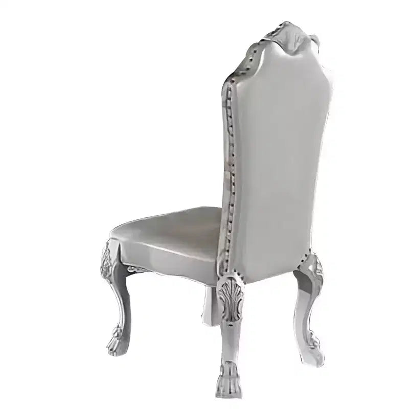 Lot de 2 chaises d'appoint Royal Hampton de 25 pouces, dossier incurvé, motifs défilants sculptés, blanches