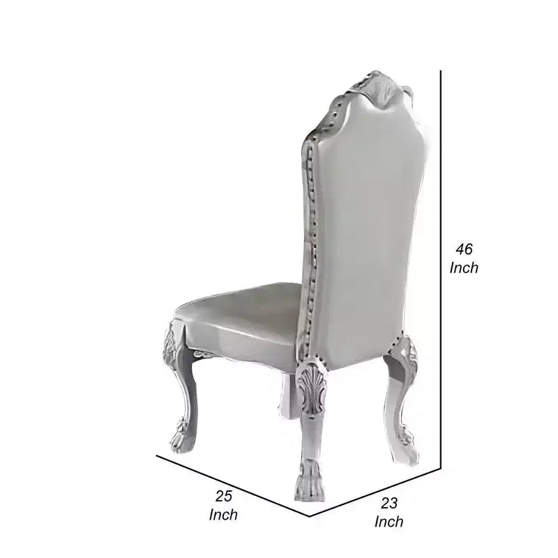 Lot de 2 chaises d'appoint Royal Hampton de 25 pouces, dossier incurvé, motifs défilants sculptés, blanches