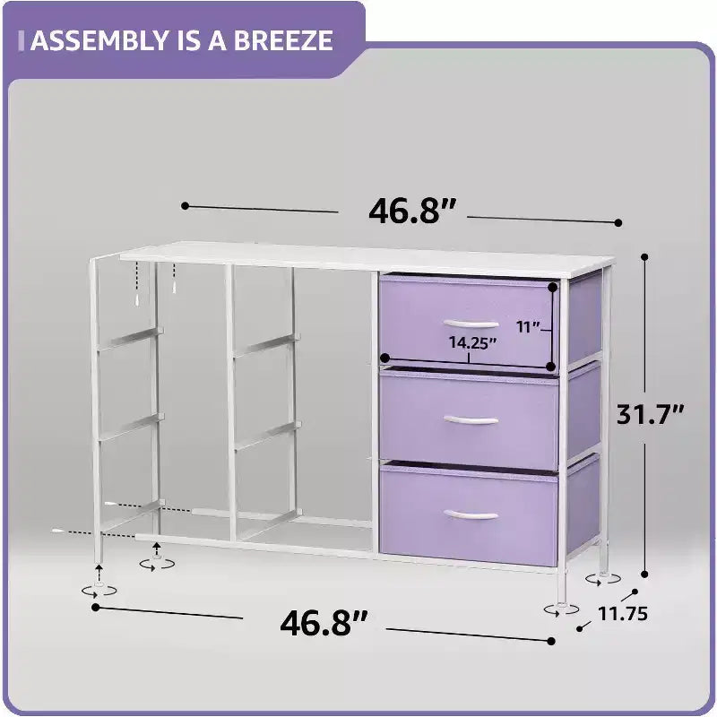 Commode Sorbus à 9 tiroirs - Meuble de rangement avec cadre en acier, plateau en bois, bacs en tissu - pour chambre à coucher, placard, bureau et plus encore.