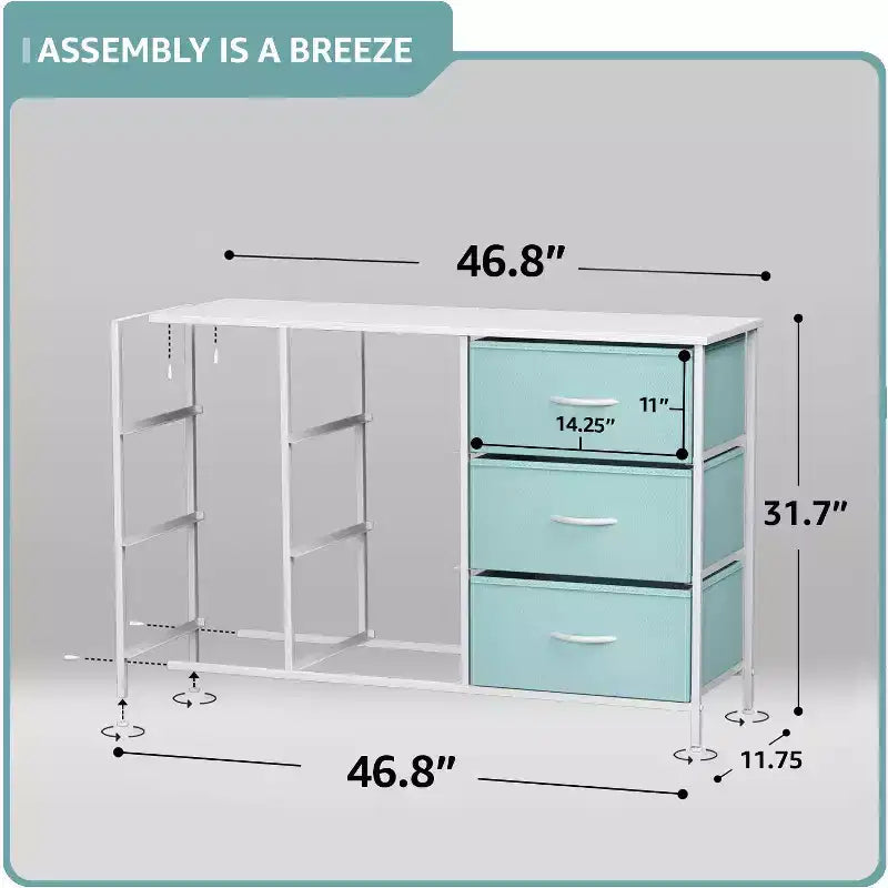 Commode Sorbus à 9 tiroirs - Meuble de rangement avec cadre en acier, plateau en bois, bacs en tissu - pour chambre à coucher, placard, bureau et plus encore.