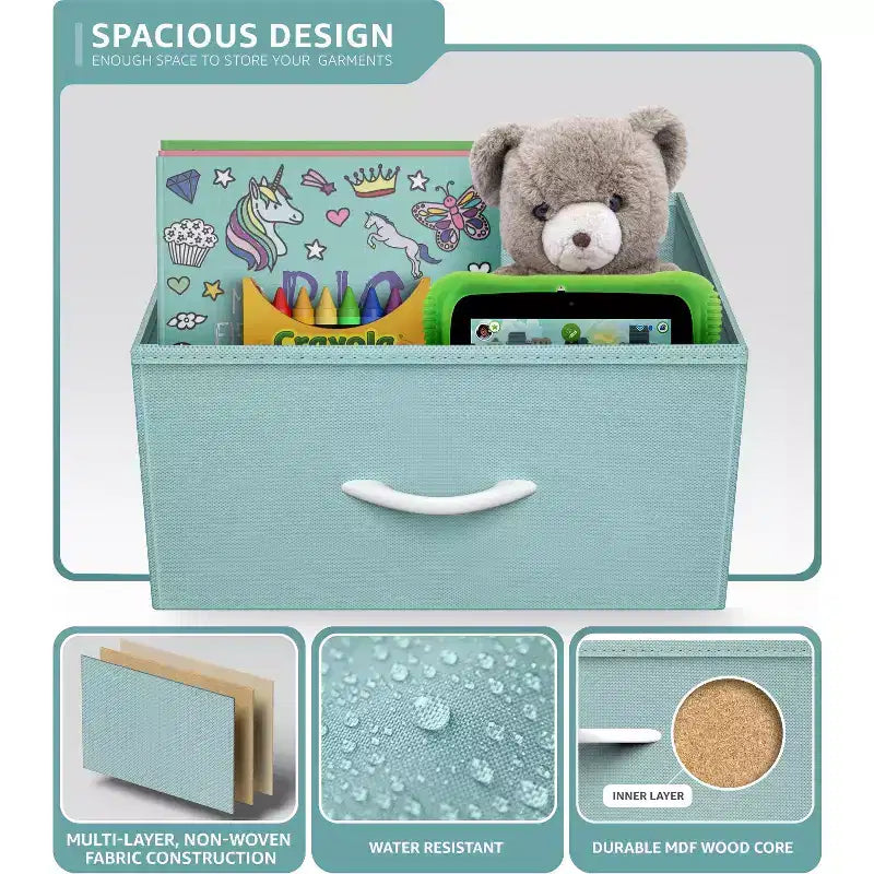 Commode Sorbus à 9 tiroirs - Meuble de rangement avec cadre en acier, plateau en bois, bacs en tissu - pour chambre à coucher, placard, bureau et plus encore.