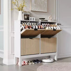 Meuble à chaussures moderne à 4 tiroirs basculants, meuble de rangement étroit pour chaussures avec cannelures,