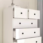 Commode à 5 tiroirs blanche porte de grange