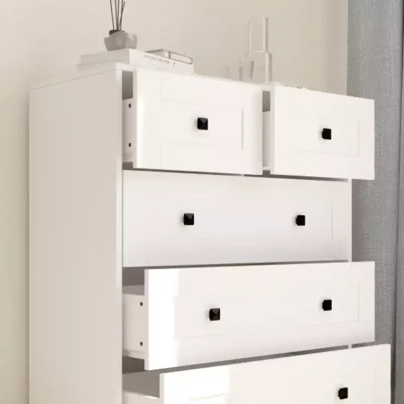 Commode à 5 tiroirs blanche porte de grange