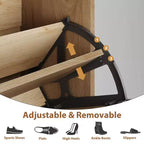 Meuble à chaussures en rotin avec 2 tiroirs basculants et 1 tiroir coulissant, trois étagères réglables, conçu pour les entrées et couloirs étroits.