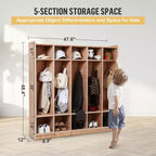 Vestiaire et porte-manteaux avec 5 grands et 10 petits compartiments, casiers de rangement pour tout-petits, pour la maison, l'école, la maternelle,