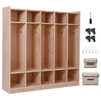Vestiaire et porte-manteaux avec 5 grands et 10 petits compartiments, casiers de rangement pour tout-petits, pour la maison, l'école, la maternelle,