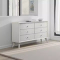 Royal Hampton Wide Dresser, 6 Drawers w Bronze Knobs, Textured White Wood