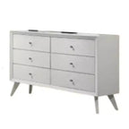 Commode large Royal Hampton, 6 tiroirs avec poignées en bronze, bois blanc texturé