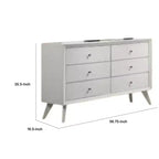Commode large Royal Hampton, 6 tiroirs avec poignées en bronze, bois blanc texturé