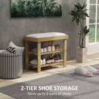 Banc de rangement à chaussures en bambou, banc d'entrée à 3 niveaux avec coussin, organisateur de chaussures pour entrée, couloir