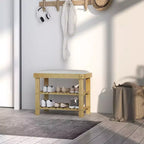 Banc de rangement à chaussures en bambou, banc d'entrée à 3 niveaux avec coussin, organisateur de chaussures pour entrée, couloir