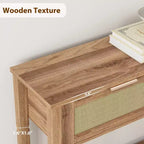 Console Tables de Ferme en Rotin de 43 Pouces pour Entrée, Table d'Appoint Étroite en Bois Derrière le Canapé, Table de Canapé Bohème, pour Salon