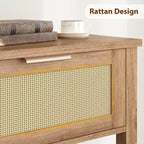 Console Tables de Ferme en Rotin de 43 Pouces pour Entrée, Table d'Appoint Étroite en Bois Derrière le Canapé, Table de Canapé Bohème, pour Salon