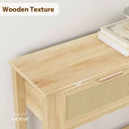 Console Tables de Ferme en Rotin de 43 Pouces pour Entrée, Table d'Appoint Étroite en Bois Derrière le Canapé, Table de Canapé Bohème, pour Salon