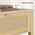 Console Tables de Ferme en Rotin de 43 Pouces pour Entrée, Table d'Appoint Étroite en Bois Derrière le Canapé, Table de Canapé Bohème, pour Salon