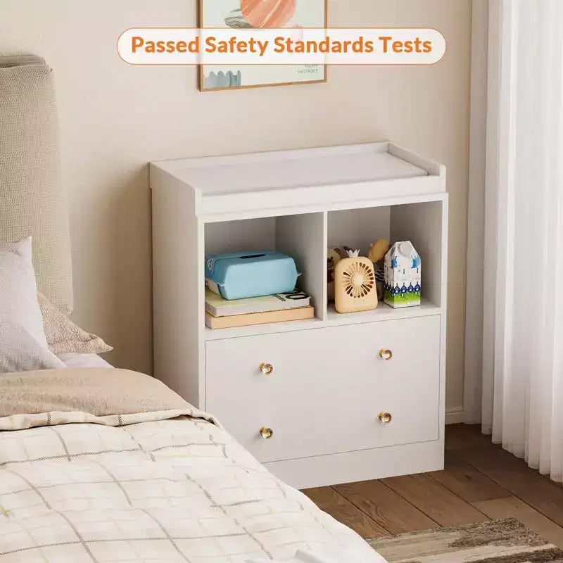 Table à langer moderne avec 2 tiroirs et matelas à langer pour chambre d'enfant (1 pièce)
