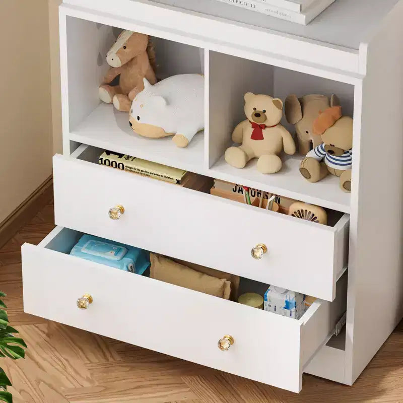 Table à langer moderne avec 2 tiroirs et matelas à langer pour chambre d'enfant (1 pièce)
