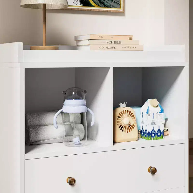 Table à langer moderne avec 2 tiroirs et matelas à langer pour chambre d'enfant (1 pièce)