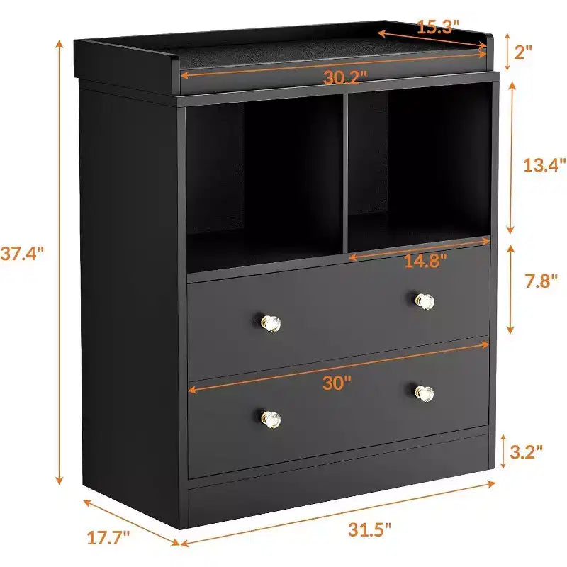 Table à langer moderne avec 2 tiroirs et matelas à langer pour chambre d'enfant (1 pièce)