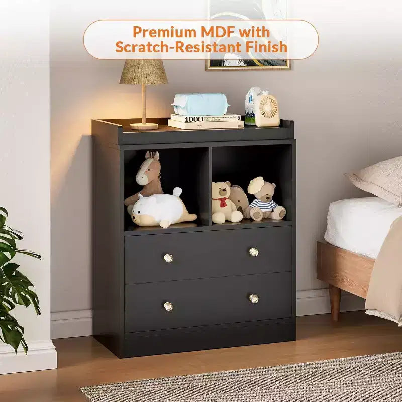 Table à langer moderne avec 2 tiroirs et matelas à langer pour chambre d'enfant (1 pièce)