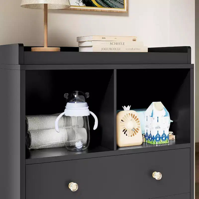 Table à langer moderne avec 2 tiroirs et matelas à langer pour chambre d'enfant (1 pièce)