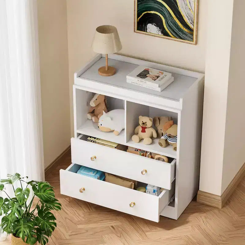 Table à langer moderne avec 2 tiroirs et matelas à langer pour chambre d'enfant (1 pièce)