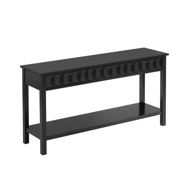Clihome Console d'entrée 60 en placage de sapin avec façades à motif nid d'abeille, table de console moderne et élégante avec 3 tiroirs et pieds en sapin massif