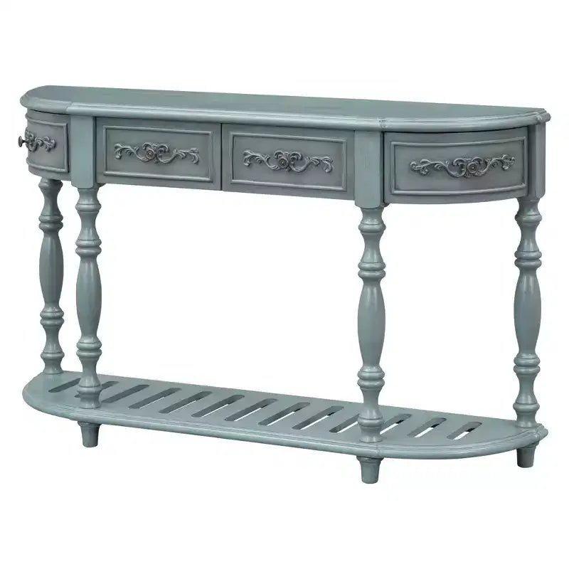Clihome 52Table console moderne et contemporaine incurvée avec 4 tiroirs et 1 étagère pour salon, couloir