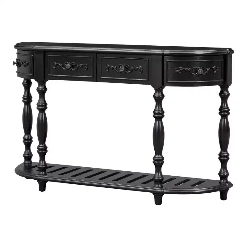 Clihome 52Table console moderne et contemporaine incurvée avec 4 tiroirs et 1 étagère pour salon, couloir