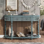Clihome 52Modern and Contemporary Curved Console Table Sofa Table Entryway Table with 4 Drawers and 1 Shelf for Living Room, Hallway