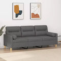 3-seater Sofa Dark Grey Fabric (100% polyester), metal, textilene