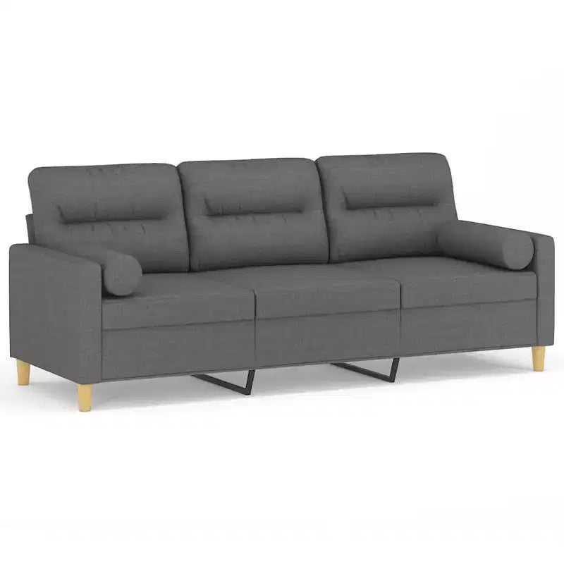 Canapé 3 places tissu gris foncé (100% polyester), métal, textilène