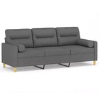 Canapé 3 places tissu gris foncé (100% polyester), métal, textilène
