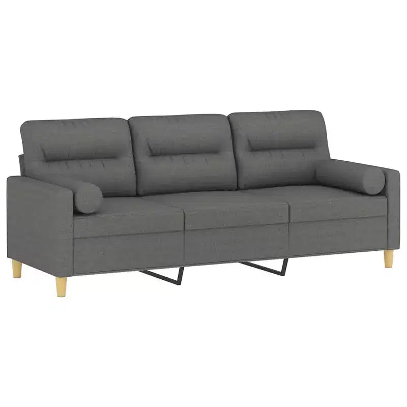 Canapé 3 places tissu gris foncé (100% polyester), métal, textilène