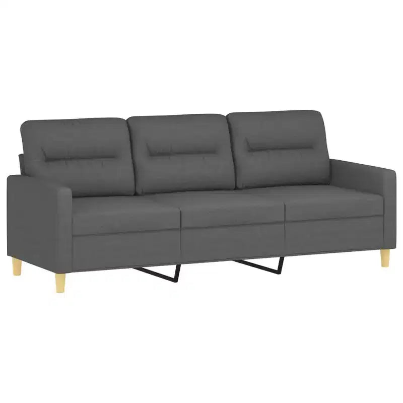 Canapé 3 places tissu gris foncé (100% polyester), métal, textilène