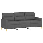 Canapé 3 places tissu gris foncé (100% polyester), métal, textilène