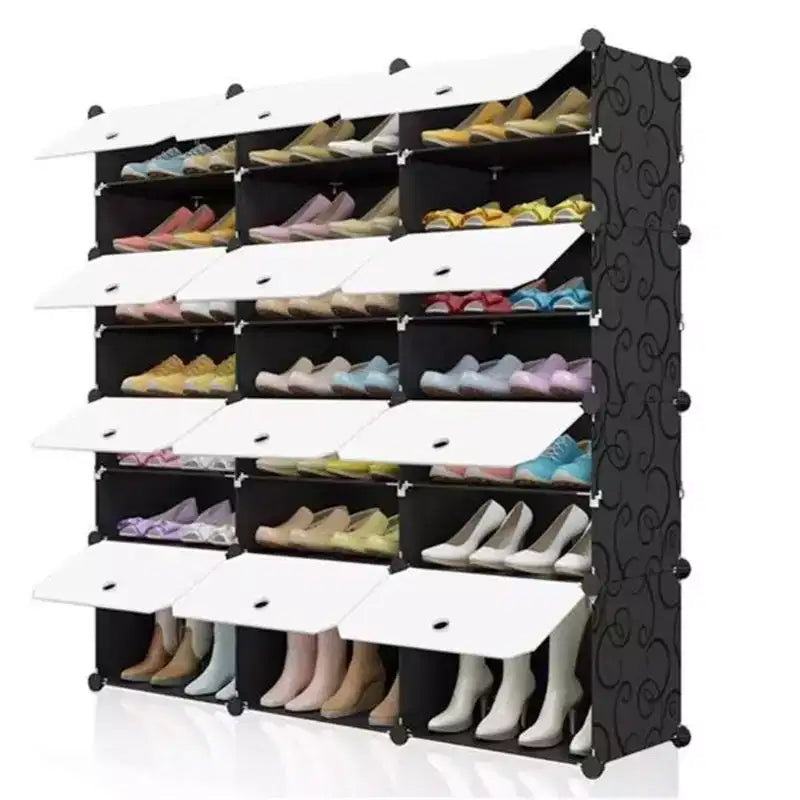 Portable Shoe Rack Storage Cabinet 7-Tier Shelving Unit For Storing High Heels and Slippers Patterned Design