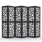 VINGLI 6 Panel Room Divider, Non-Woven Fabric Privacy Screen, Indoor Partition Wall Dividers, Freestanding Space Separator with Unique Pattern (Black)