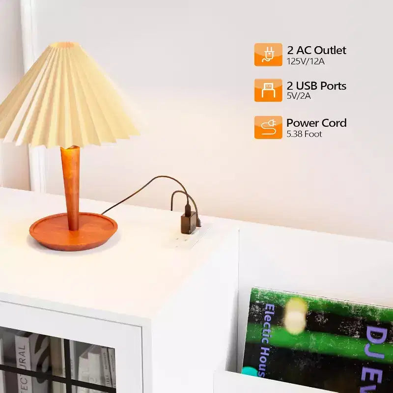 Meuble platine VINYLI avec rangement vinyles, porte-vinyles, table pour platine avec station de charge LED