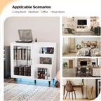 Meuble platine VINYLI avec rangement vinyles, porte-vinyles, table pour platine avec station de charge LED