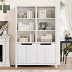 Acekool Bookcase 70.7 in Tall, 5-Tier Double-Wide with Doors, 3 Open Shelves + 2 Cabinets, Adjustable Shelf, 47.2 W x 11.8 D