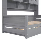 Lit de repos double/complet avec bibliothèque de rangement, lit de repos en bois avec lit gigogne, lit de repos en bois avec armoires de rangement et étagères