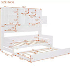 Lit de repos double/complet avec bibliothèque de rangement, lit de repos en bois avec lit gigogne, lit de repos en bois avec armoires de rangement et étagères