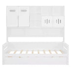 Lit de repos double/complet avec bibliothèque de rangement, lit de repos en bois avec lit gigogne, lit de repos en bois avec armoires de rangement et étagères
