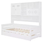 Lit de repos double/complet avec bibliothèque de rangement, lit de repos en bois avec lit gigogne, lit de repos en bois avec armoires de rangement et étagères