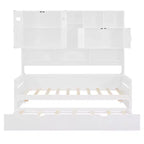 Lit de repos double/complet avec bibliothèque de rangement, lit de repos en bois avec lit gigogne, lit de repos en bois avec armoires de rangement et étagères