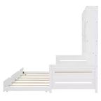 Lit de repos double/complet avec bibliothèque de rangement, lit de repos en bois avec lit gigogne, lit de repos en bois avec armoires de rangement et étagères